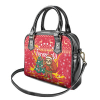 Venezuela Christmas Shoulder Handbag with Santa Sloth Christmas Tree Stars and Red Festive - Wonder Print Shop
