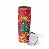 Venezuela Christmas Skinny Tumbler with Santa Sloth Christmas Tree Stars and Red Festive - Wonder Print Shop