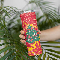 Venezuela Christmas Skinny Tumbler with Santa Sloth Christmas Tree Stars and Red Festive - Wonder Print Shop
