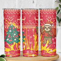 Venezuela Christmas Skinny Tumbler with Santa Sloth Christmas Tree Stars and Red Festive - Wonder Print Shop