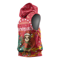 Venezuela Christmas Sleeveless Hoodie with Santa Sloth Christmas Tree Stars and Red Festive - Wonder Print Shop