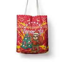 Venezuela Christmas Tote Bag with Santa Sloth Christmas Tree Stars and Red Festive - Wonder Print Shop