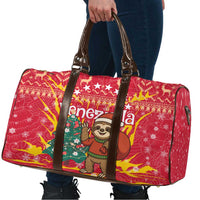 Venezuela Christmas Travel Bag with Santa Sloth Christmas Tree Stars and Red Festive - Wonder Print Shop