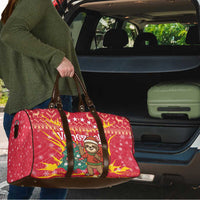 Venezuela Christmas Travel Bag with Santa Sloth Christmas Tree Stars and Red Festive - Wonder Print Shop