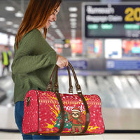 Venezuela Christmas Travel Bag with Santa Sloth Christmas Tree Stars and Red Festive - Wonder Print Shop