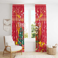 Venezuela Christmas Window Curtain with Santa Sloth Christmas Tree Stars and Red Festive - Wonder Print Shop