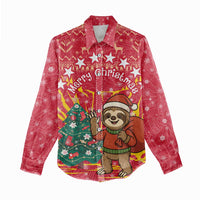 Venezuela Christmas Women Casual Shirt with Santa Sloth Christmas Tree Stars and Red Festive - Wonder Print Shop
