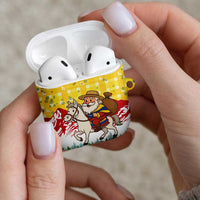 Venezuela Christmas AirPods Case with Santa on Horse Traditional Outfit Snowflakes and Yellow Plaid - Wonder Print Shop