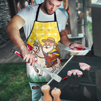 Venezuela Christmas Apron with Santa on Horse Traditional Outfit Snowflakes and Yellow Plaid - Wonder Print Shop