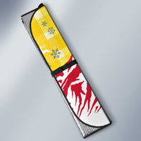 Venezuela Christmas Auto Sun Shade with Santa on Horse Traditional Outfit Snowflakes and Yellow Plaid - Wonder Print Shop