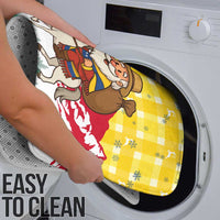 Venezuela Christmas Bathroom Set with Santa on Horse Traditional Outfit Snowflakes and Yellow Plaid - Wonder Print Shop