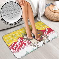 Venezuela Christmas Bathroom Set with Santa on Horse Traditional Outfit Snowflakes and Yellow Plaid - Wonder Print Shop