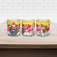 Venezuela Christmas Ceramic Mug with Santa on Horse Traditional Outfit Snowflakes and Yellow Plaid - Wonder Print Shop