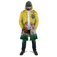 Venezuela Christmas Cloak with Santa on Horse Traditional Outfit Snowflakes and Yellow Plaid - Wonder Print Shop