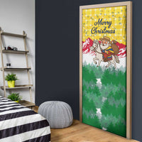 Venezuela Christmas Door Cover with Santa on Horse Traditional Outfit Snowflakes and Yellow Plaid - Wonder Print Shop