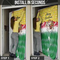 Venezuela Christmas Door Cover with Santa on Horse Traditional Outfit Snowflakes and Yellow Plaid - Wonder Print Shop