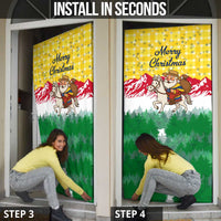 Venezuela Christmas Door Cover with Santa on Horse Traditional Outfit Snowflakes and Yellow Plaid - Wonder Print Shop