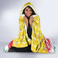 Venezuela Christmas Hooded Blanket with Santa on Horse Traditional Outfit Snowflakes and Yellow Plaid - Wonder Print Shop