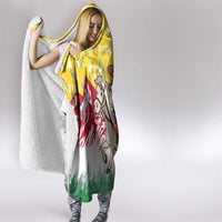 Venezuela Christmas Hooded Blanket with Santa on Horse Traditional Outfit Snowflakes and Yellow Plaid - Wonder Print Shop