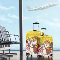 Venezuela Christmas Luggage Cover with Santa on Horse Traditional Outfit Snowflakes and Yellow Plaid - Wonder Print Shop