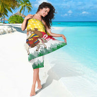 Venezuela Christmas Sarong with Santa on Horse Traditional Outfit Snowflakes and Yellow Plaid - Wonder Print Shop