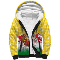 Venezuela Christmas Sherpa Hoodie with Santa on Horse Traditional Outfit Snowflakes and Yellow Plaid - Wonder Print Shop