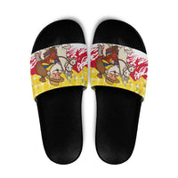 Venezuela Christmas Slide Sandals with Santa on Horse Traditional Outfit Snowflakes and Yellow Plaid - Wonder Print Shop