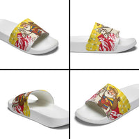 Venezuela Christmas Slide Sandals with Santa on Horse Traditional Outfit Snowflakes and Yellow Plaid - Wonder Print Shop