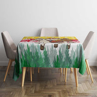 Venezuela Christmas Tablecloth with Santa on Horse Traditional Outfit Snowflakes and Yellow Plaid - Wonder Print Shop