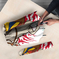 Venezuela Christmas Umbrella with Santa on Horse Traditional Outfit Snowflakes and Yellow Plaid - Wonder Print Shop
