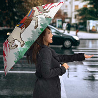 Venezuela Christmas Umbrella with Santa on Horse Traditional Outfit Snowflakes and Yellow Plaid - Wonder Print Shop