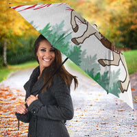 Venezuela Christmas Umbrella with Santa on Horse Traditional Outfit Snowflakes and Yellow Plaid - Wonder Print Shop