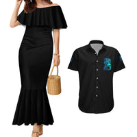 Tread Carefully Skull Couples Matching Mermaid Dress and Hawaiian Shirt - Wonder Print Shop