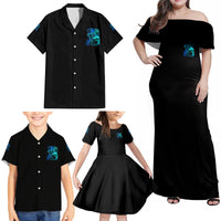 Tread Carefully Skull Family Matching Off Shoulder Maxi Dress and Hawaiian Shirt - Wonder Print Shop