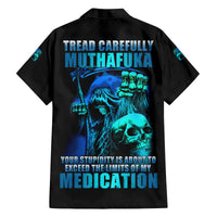 Tread Carefully Skull Family Matching Off Shoulder Maxi Dress and Hawaiian Shirt - Wonder Print Shop