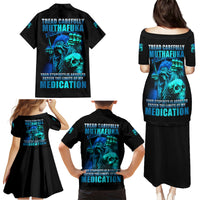 Tread Carefully Skull Family Matching Puletasi Dress and Hawaiian Shirt - Wonder Print Shop