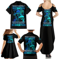 Tread Carefully Skull Family Matching Summer Maxi Dress and Hawaiian Shirt - Wonder Print Shop