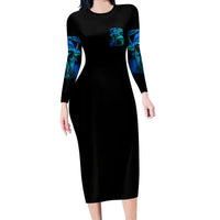 Tread Carefully Skull Long Sleeve Bodycon Dress - Wonder Print Shop