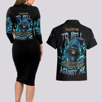 I Can't Go To Hell Mad Reaper Skull Couples Matching Long Sleeve Bodycon Dress and Hawaiian Shirt - Wonder Print Shop