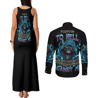 I Can't Go To Hell Mad Reaper Skull Couples Matching Tank Maxi Dress and Long Sleeve Button Shirt - Wonder Print Shop