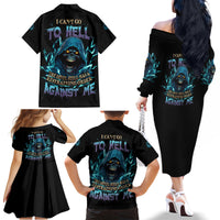 I Can't Go To Hell Mad Reaper Skull Family Matching Off Shoulder Long Sleeve Dress and Hawaiian Shirt - Wonder Print Shop
