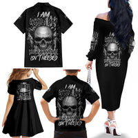 I Am Who I Am Skull Family Matching Off Shoulder Long Sleeve Dress and Hawaiian Shirt - Wonder Print Shop