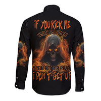 If You Kick Me When I'm Down Long Sleeve Button Shirt - Wonder Print Shop