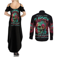 Give Me A F Is Broken But My Go F Yourself Couples Matching Summer Maxi Dress and Long Sleeve Button Shirt - Wonder Print Shop