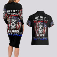 Don't Try To Figure Me Out Couples Matching Long Sleeve Bodycon Dress and Hawaiian Shirt - Wonder Print Shop