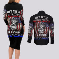 Don't Try To Figure Me Out Couples Matching Long Sleeve Bodycon Dress and Long Sleeve Button Shirt - Wonder Print Shop