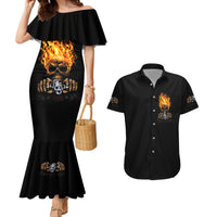 Dilligaf Flame Skull With G Couples Matching Mermaid Dress and Hawaiian Shirt - Wonder Print Shop