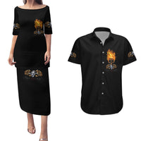 Dilligaf Flame Skull With G Couples Matching Puletasi Dress and Hawaiian Shirt - Wonder Print Shop