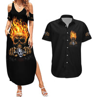 Dilligaf Flame Skull With G Couples Matching Summer Maxi Dress and Hawaiian Shirt - Wonder Print Shop