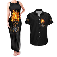 Dilligaf Flame Skull With G Couples Matching Tank Maxi Dress and Hawaiian Shirt - Wonder Print Shop